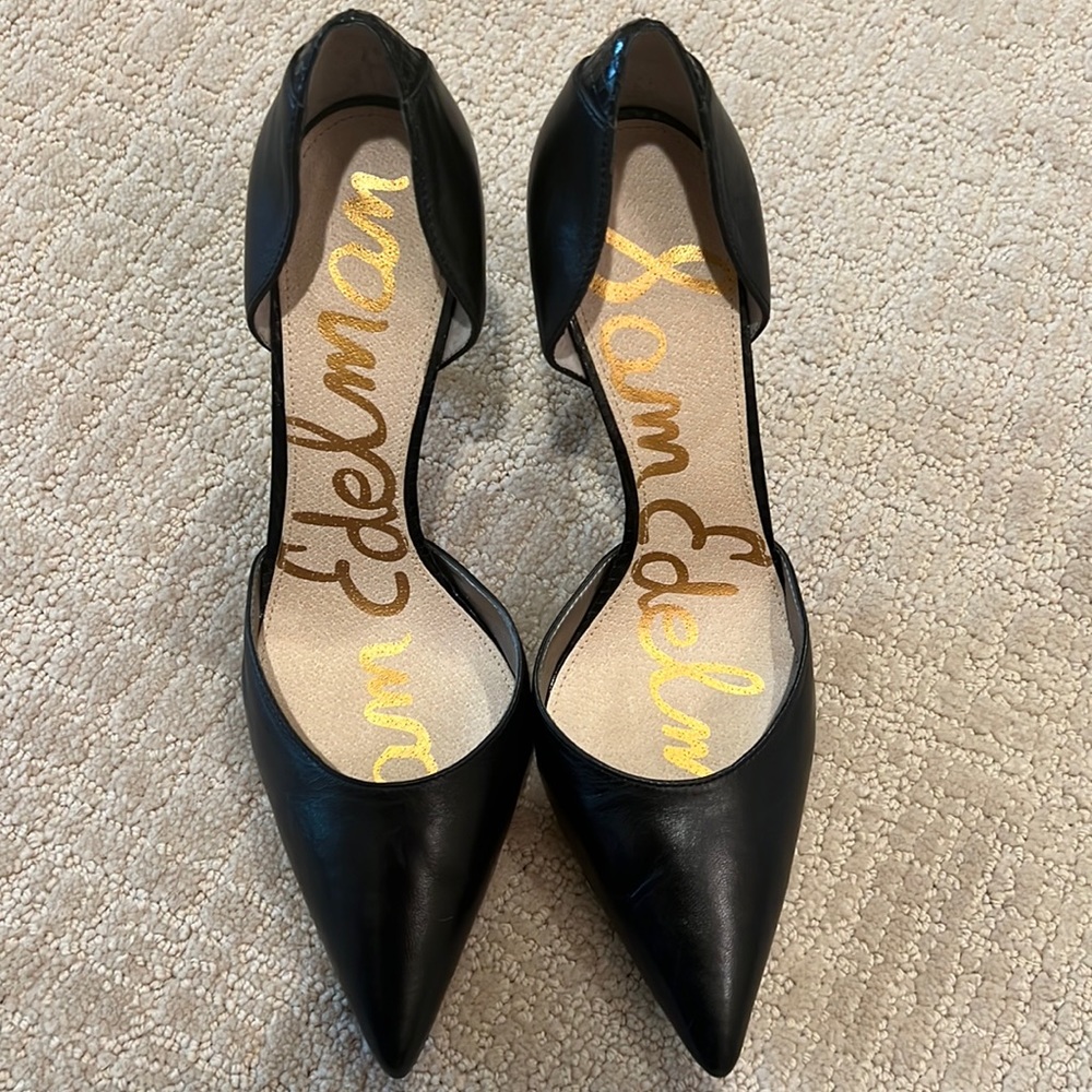 Sam Edelman Delilah D'orsay Black Pointed Leather Pump Heels Women's Size 8